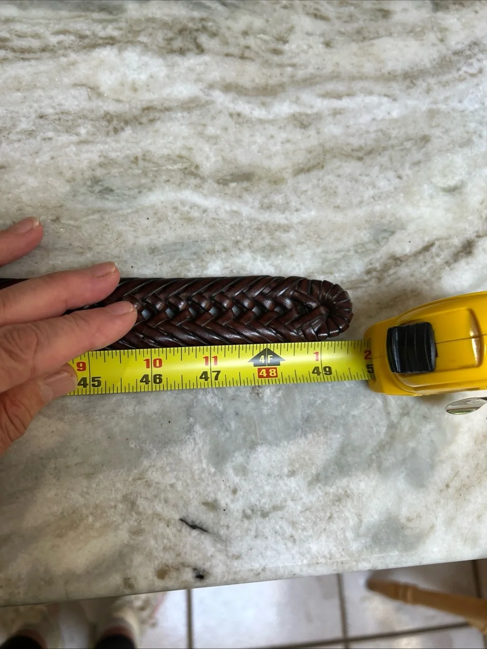 Vintage Woven Braided genuine Brown Leather Belt Size 44 men’s preppy